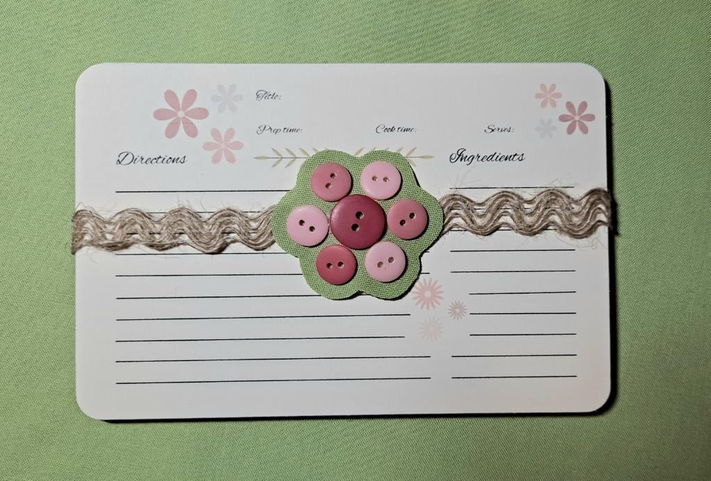 Pink Flower Recipe Cards