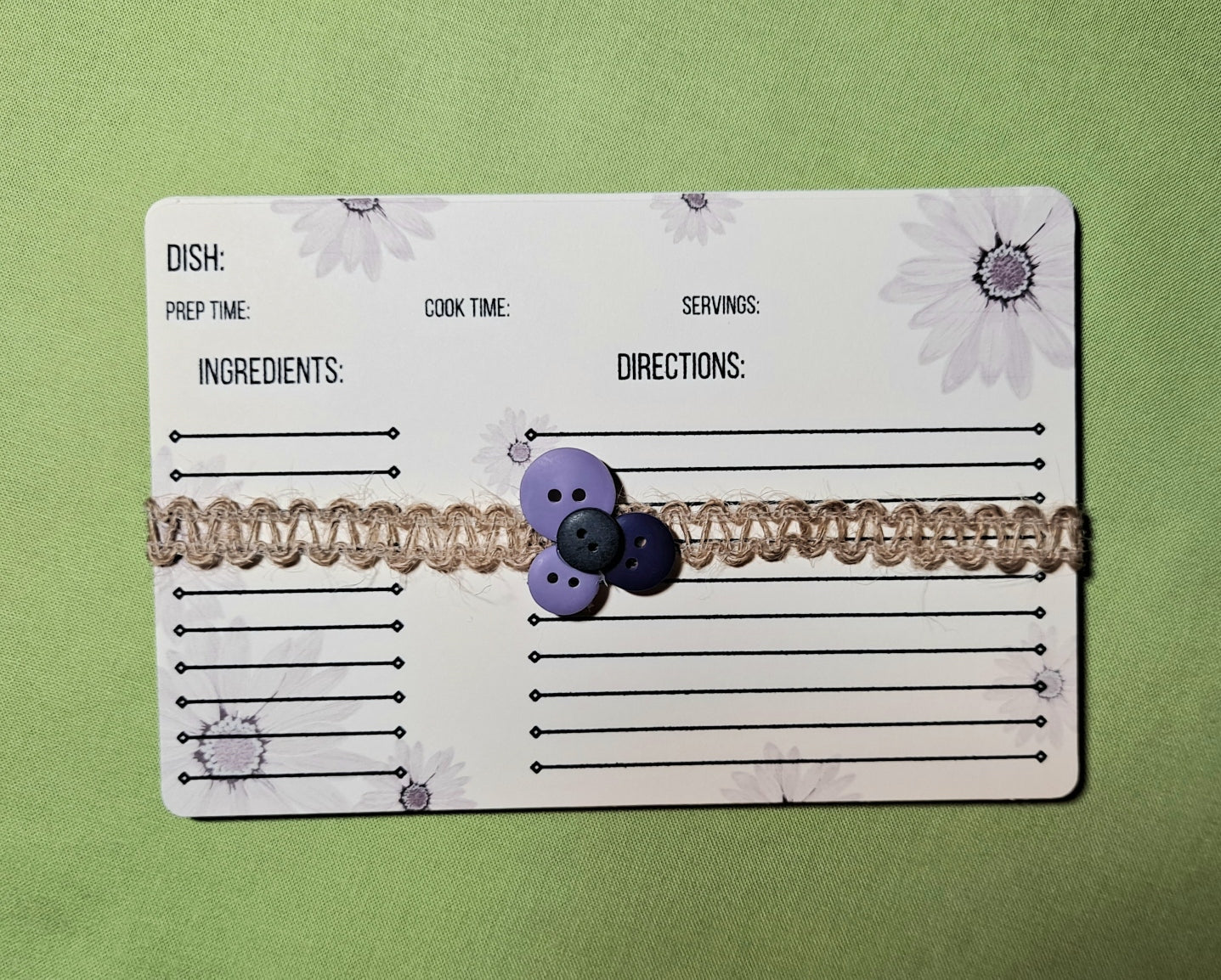 Purple Flower Recipe Cards