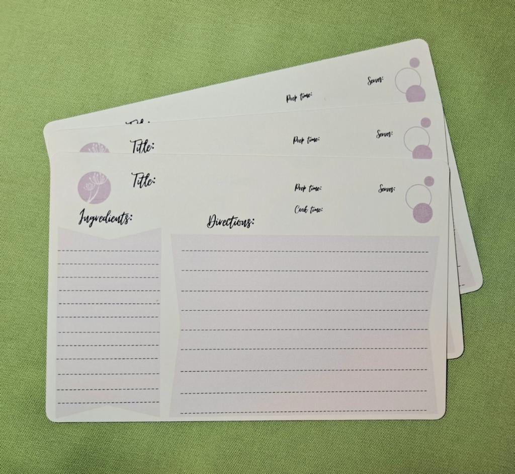 Purple Recipe Cards